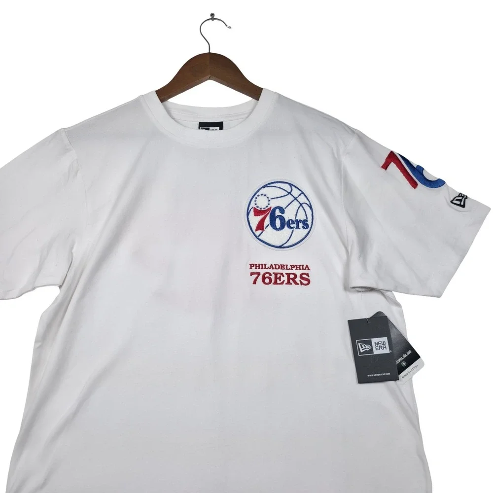 New Era Philadelphia 76ers Shirt Men Medium NWT City of Brotherly Love White NBA